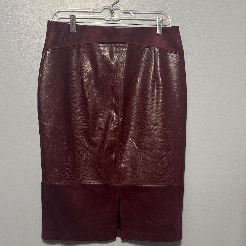 Marc New York Burgundy Leather Pencil Skirt - Picture 4 of 4